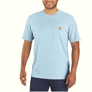 Men’s Carhartt Loose Fit Heavyweight Crew Neck Blue Speckled Pocket T Shirt 2XL